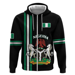 Nigeria Zip Hoodie Nigeria Coat Of Arms Simple Style