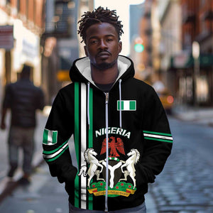 Nigeria Zip Hoodie Nigeria Coat Of Arms Simple Style