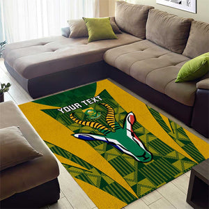 Custom South Africa Rugby Area Rug Go Springboks Kente With Bokke