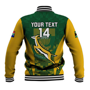 Custom South Africa Rugby Baseball Jacket Go Springboks Kente With Bokke LT14