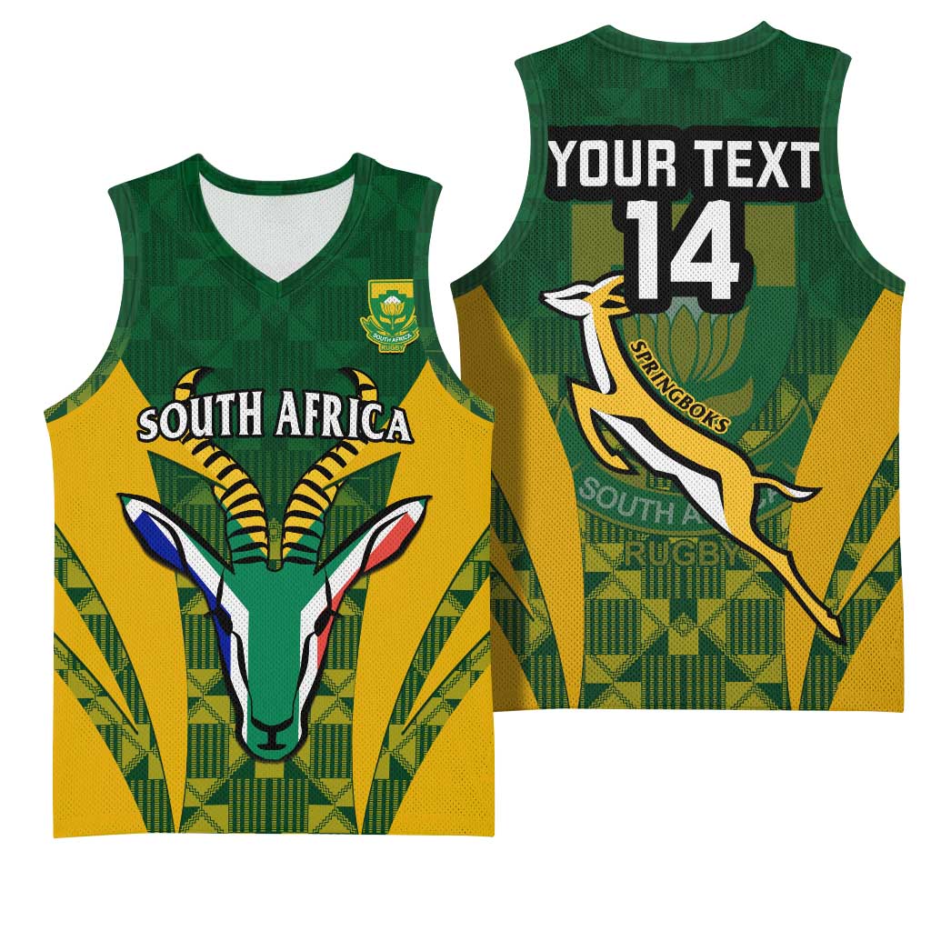 Custom South Africa Rugby Basketball Jersey Go Springboks Kente With Bokke LT14