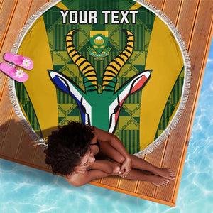 Custom South Africa Rugby Beach Blanket Go Springboks Kente With Bokke