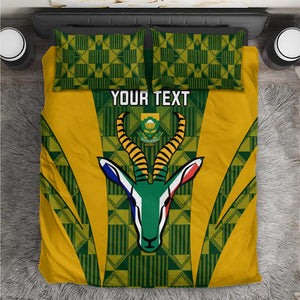 Custom South Africa Rugby Bedding Set Go Springboks Kente With Bokke