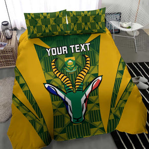 Custom South Africa Rugby Bedding Set Go Springboks Kente With Bokke