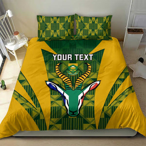 Custom South Africa Rugby Bedding Set Go Springboks Kente With Bokke