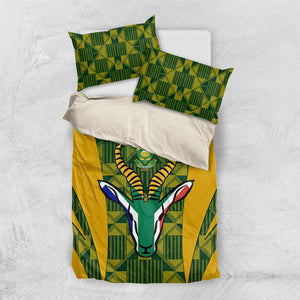 Custom South Africa Rugby Bedding Set Go Springboks Kente With Bokke