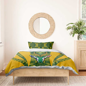 Custom South Africa Rugby Bedding Set Go Springboks Kente With Bokke