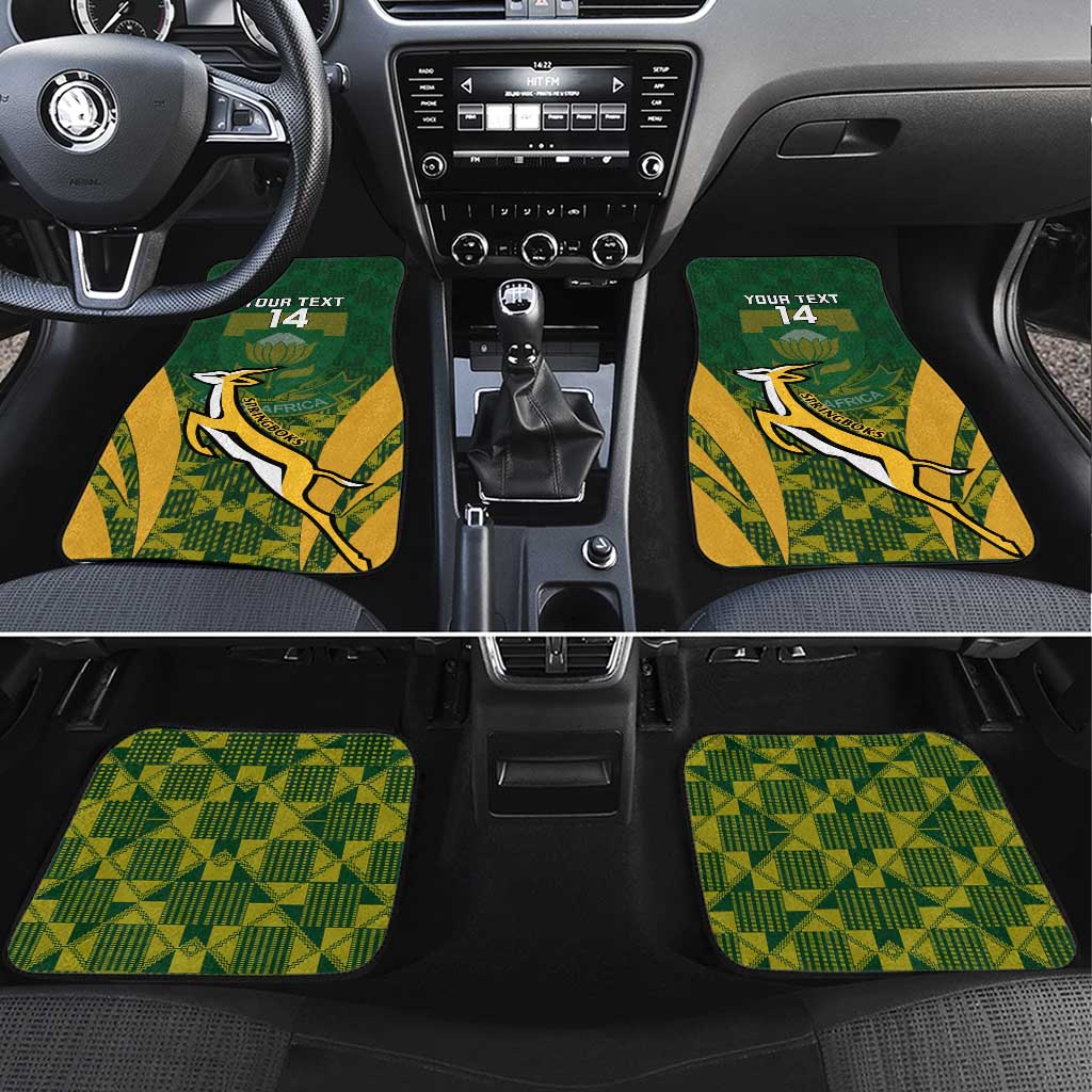 Custom South Africa Rugby Car Mats Go Springboks Kente With Bokke