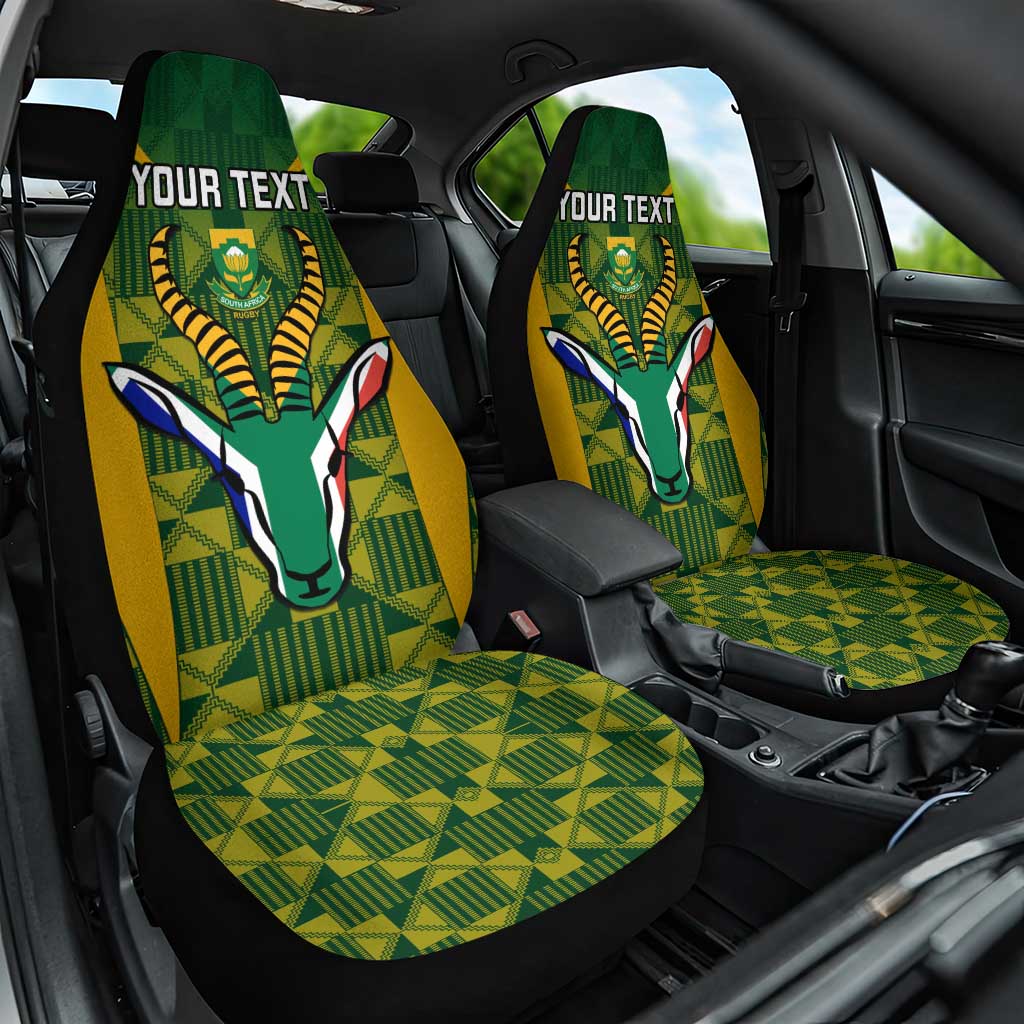 Custom South Africa Rugby Car Seat Cover Go Springboks Kente With Bokke