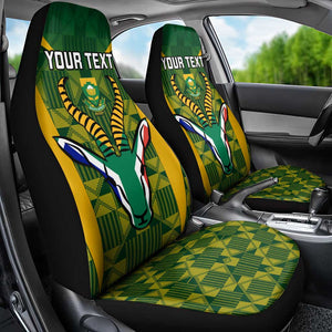 Custom South Africa Rugby Car Seat Cover Go Springboks Kente With Bokke