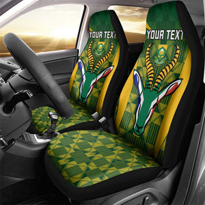 Custom South Africa Rugby Car Seat Cover Go Springboks Kente With Bokke