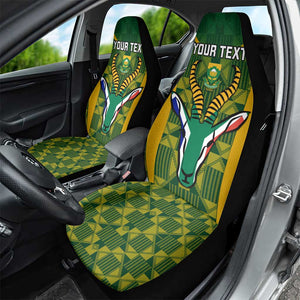 Custom South Africa Rugby Car Seat Cover Go Springboks Kente With Bokke