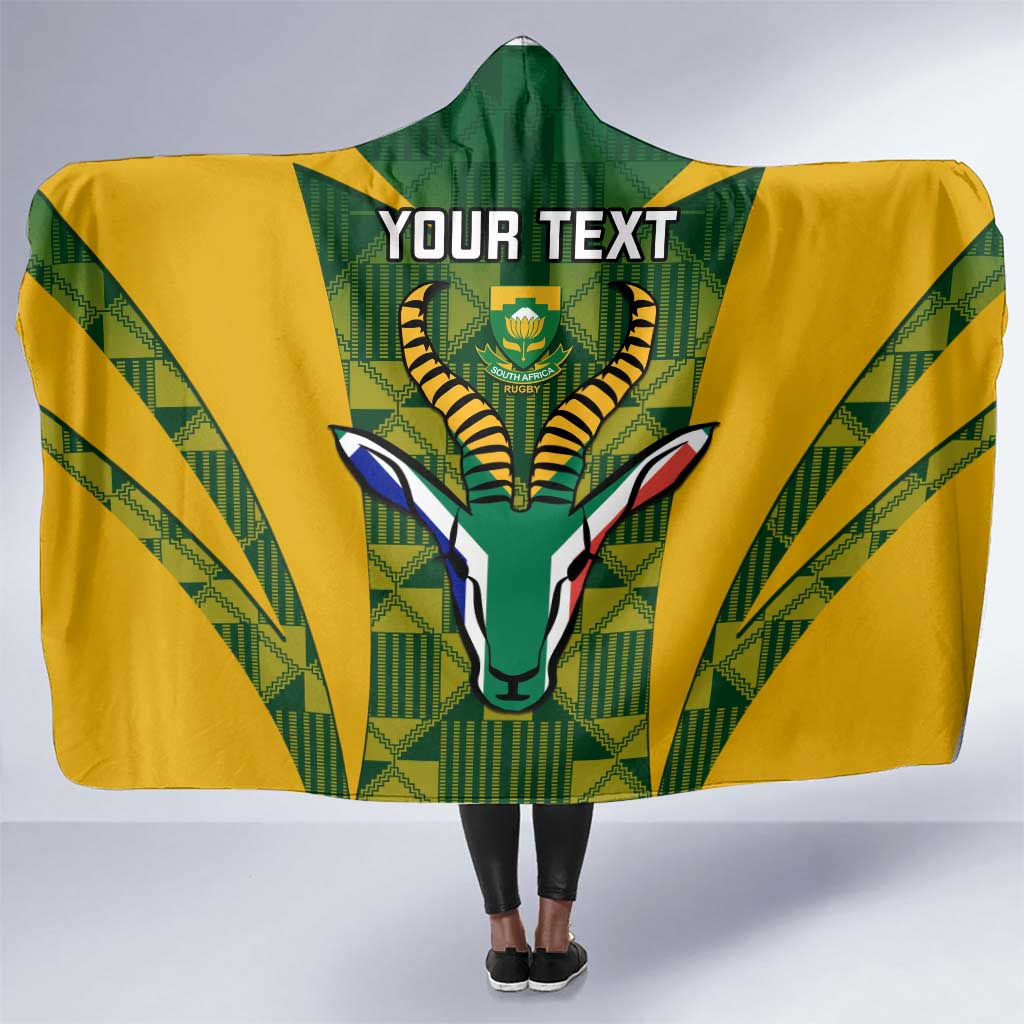 Custom South Africa Rugby Hooded Blanket Go Springboks Kente With Bokke