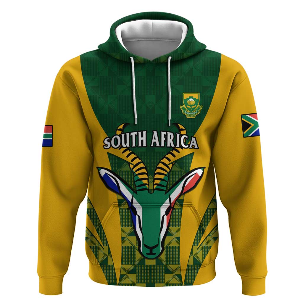 Custom South Africa Rugby Hoodie Go Springboks Kente With Bokke