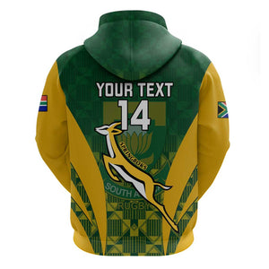 Custom South Africa Rugby Hoodie Go Springboks Kente With Bokke