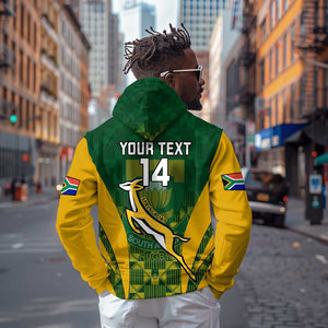 Custom South Africa Rugby Hoodie Go Springboks Kente With Bokke