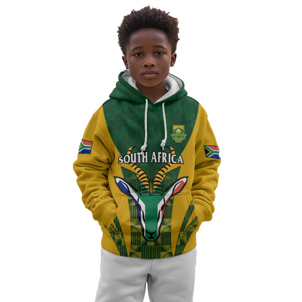 Custom South Africa Rugby Kid Hoodie Go Springboks Kente With Bokke