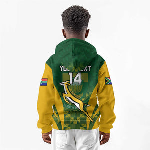 Custom South Africa Rugby Kid Hoodie Go Springboks Kente With Bokke