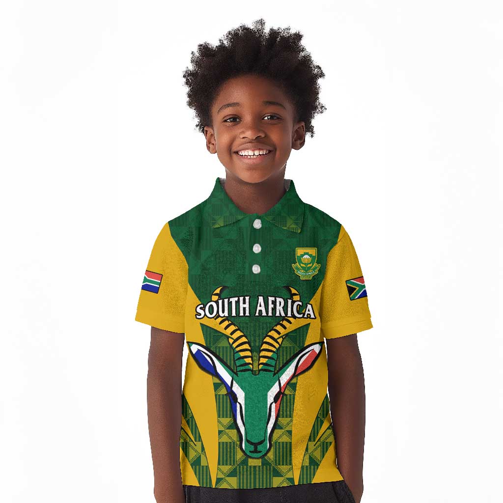 Custom South Africa Rugby Kid Polo Shirt Go Springboks Kente With Bokke