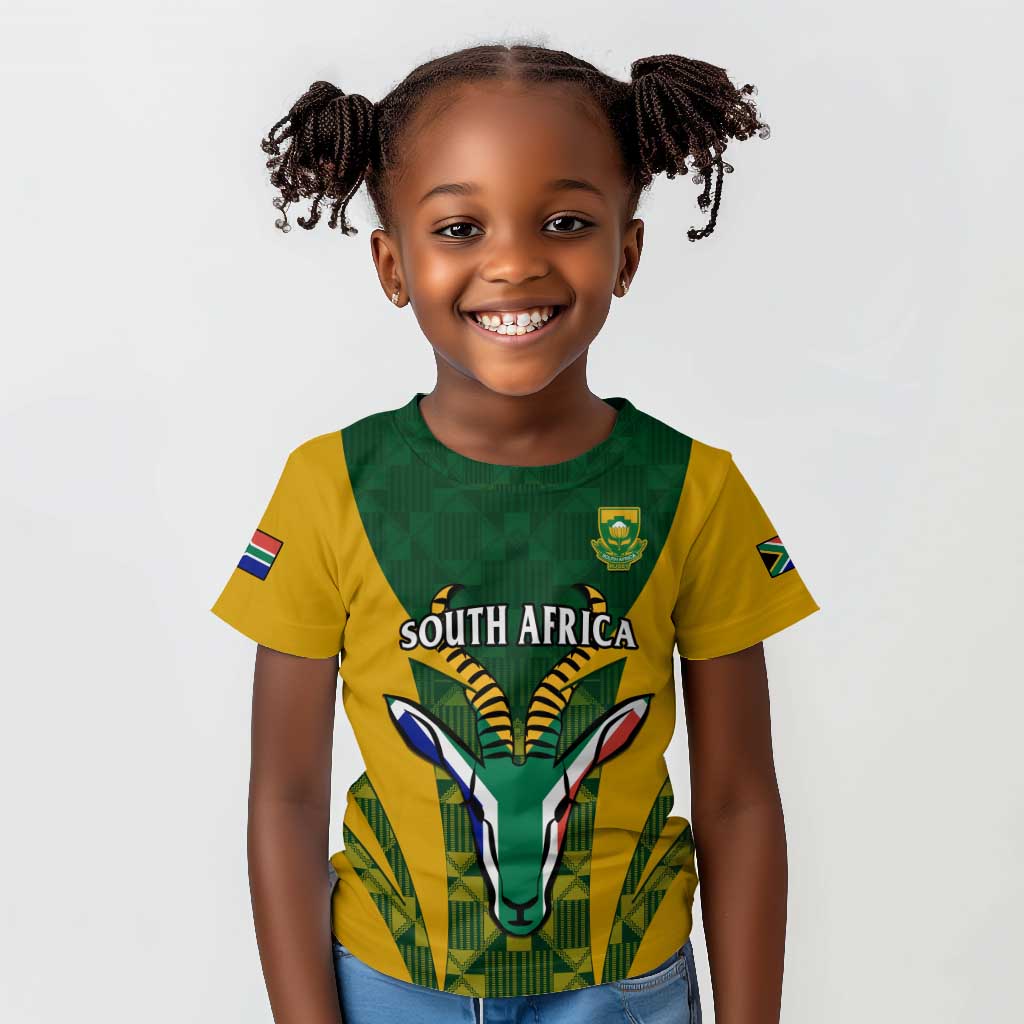 Custom South Africa Rugby Kid T shirt Go Springboks Kente With Bokke