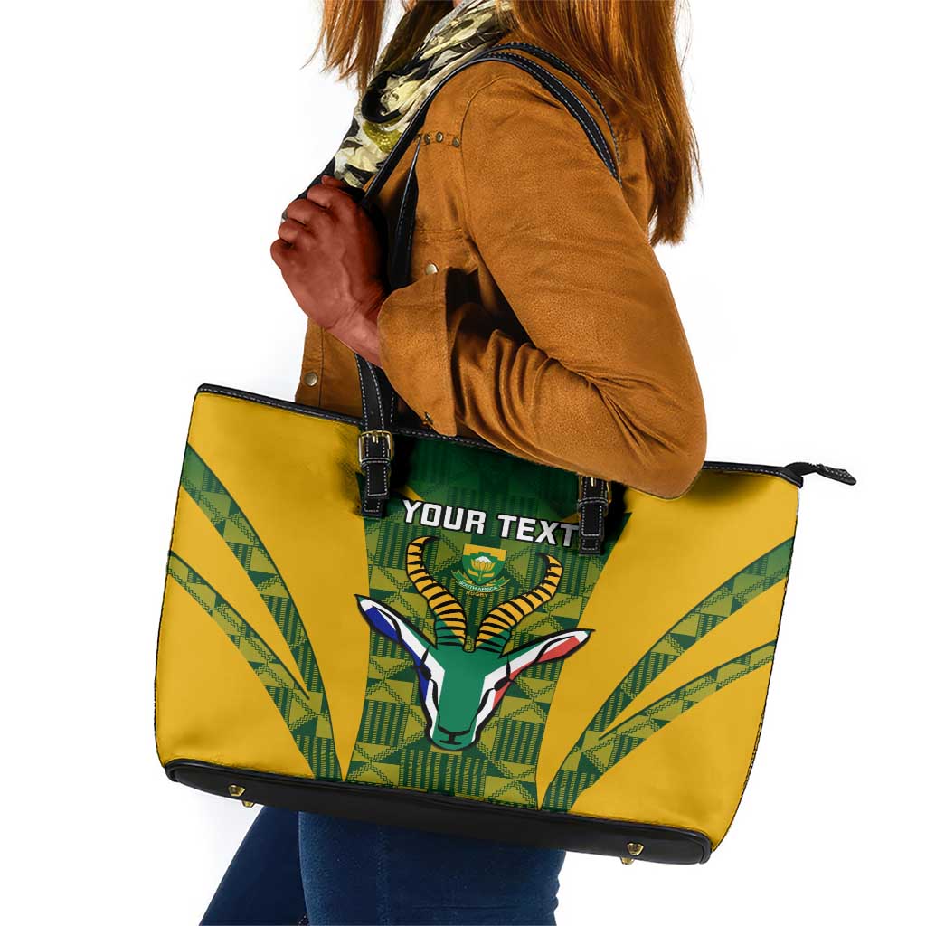 Custom South Africa Rugby Leather Tote Bag Go Springboks Kente With Bokke