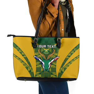 Custom South Africa Rugby Leather Tote Bag Go Springboks Kente With Bokke