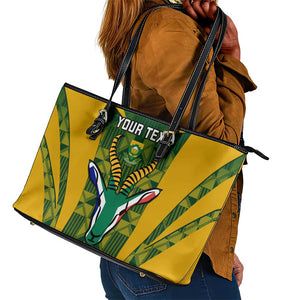 Custom South Africa Rugby Leather Tote Bag Go Springboks Kente With Bokke