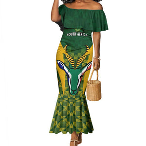 Custom South Africa Rugby Mermaid Dress Go Springboks Kente With Bokke