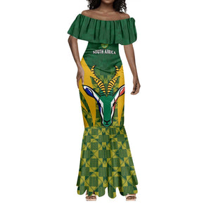 Custom South Africa Rugby Mermaid Dress Go Springboks Kente With Bokke