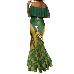 Custom South Africa Rugby Mermaid Dress Go Springboks Kente With Bokke