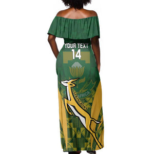 Custom South Africa Rugby Off Shoulder Maxi Dress Go Springboks Kente With Bokke