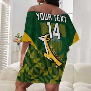 Custom South Africa Rugby Off Shoulder Short Dress Go Springboks Kente With Bokke LT14