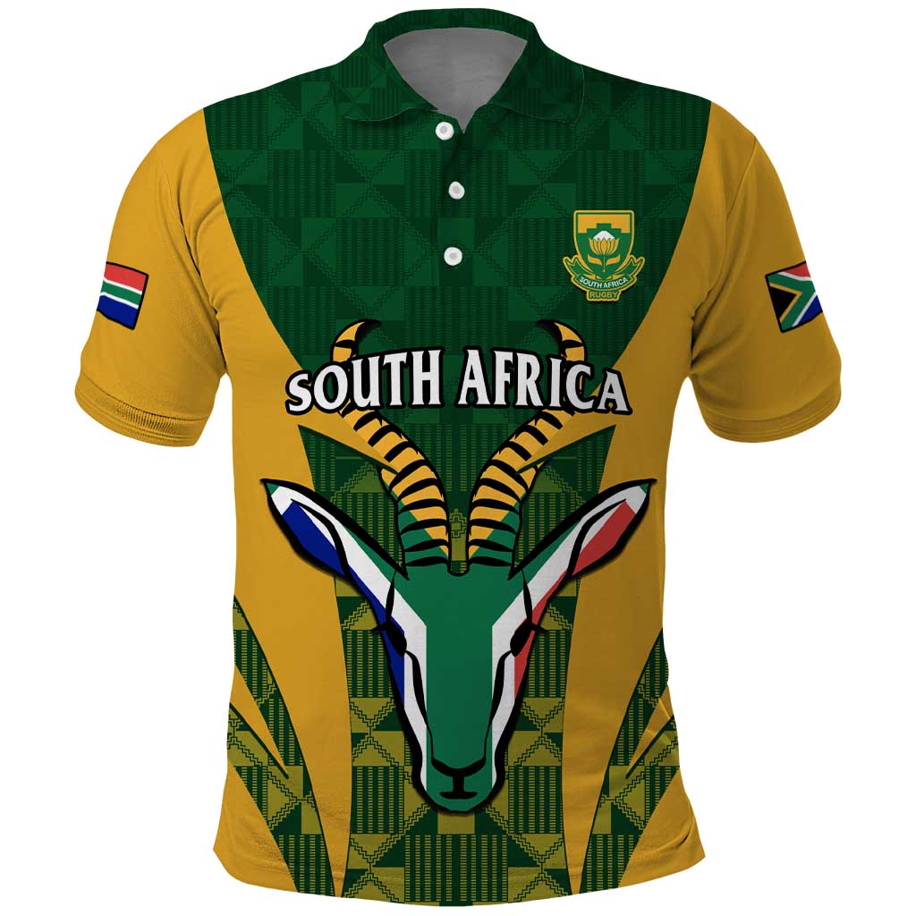 Custom South Africa Rugby Polo Shirt Go Springboks Kente With Bokke