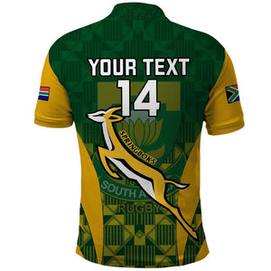 Custom South Africa Rugby Polo Shirt Go Springboks Kente With Bokke