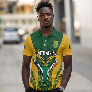 Custom South Africa Rugby Polo Shirt Go Springboks Kente With Bokke