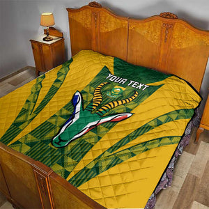 Custom South Africa Rugby Quilt Go Springboks Kente With Bokke