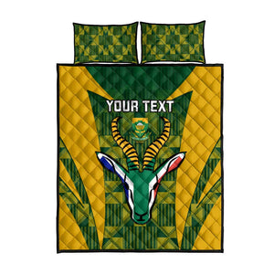 Custom South Africa Rugby Quilt Bed Set Go Springboks Kente With Bokke