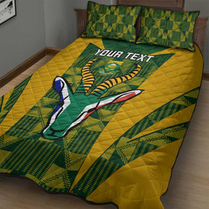 Custom South Africa Rugby Quilt Bed Set Go Springboks Kente With Bokke