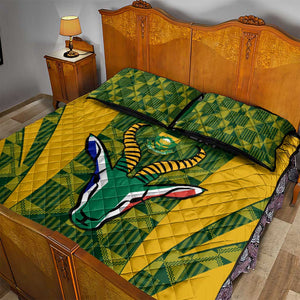 Custom South Africa Rugby Quilt Bed Set Go Springboks Kente With Bokke