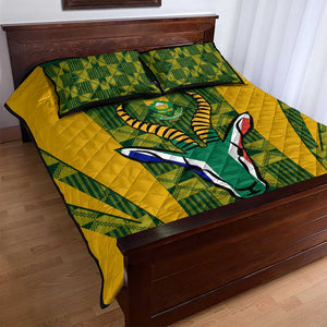 Custom South Africa Rugby Quilt Bed Set Go Springboks Kente With Bokke