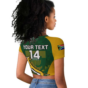 Custom South Africa Rugby Raglan Cropped T shirt Go Springboks Kente With Bokke