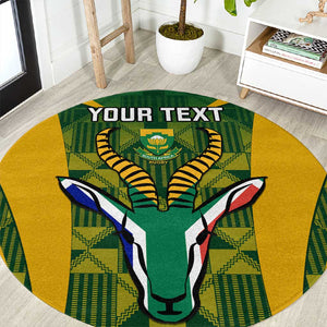 Custom South Africa Rugby Round Carpet Go Springboks Kente With Bokke