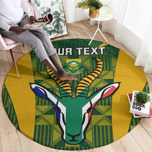 Custom South Africa Rugby Round Carpet Go Springboks Kente With Bokke