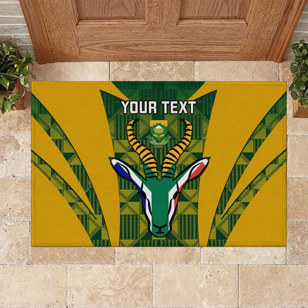 Custom South Africa Rugby Rubber Doormat Go Springboks Kente With Bokke