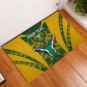 Custom South Africa Rugby Rubber Doormat Go Springboks Kente With Bokke