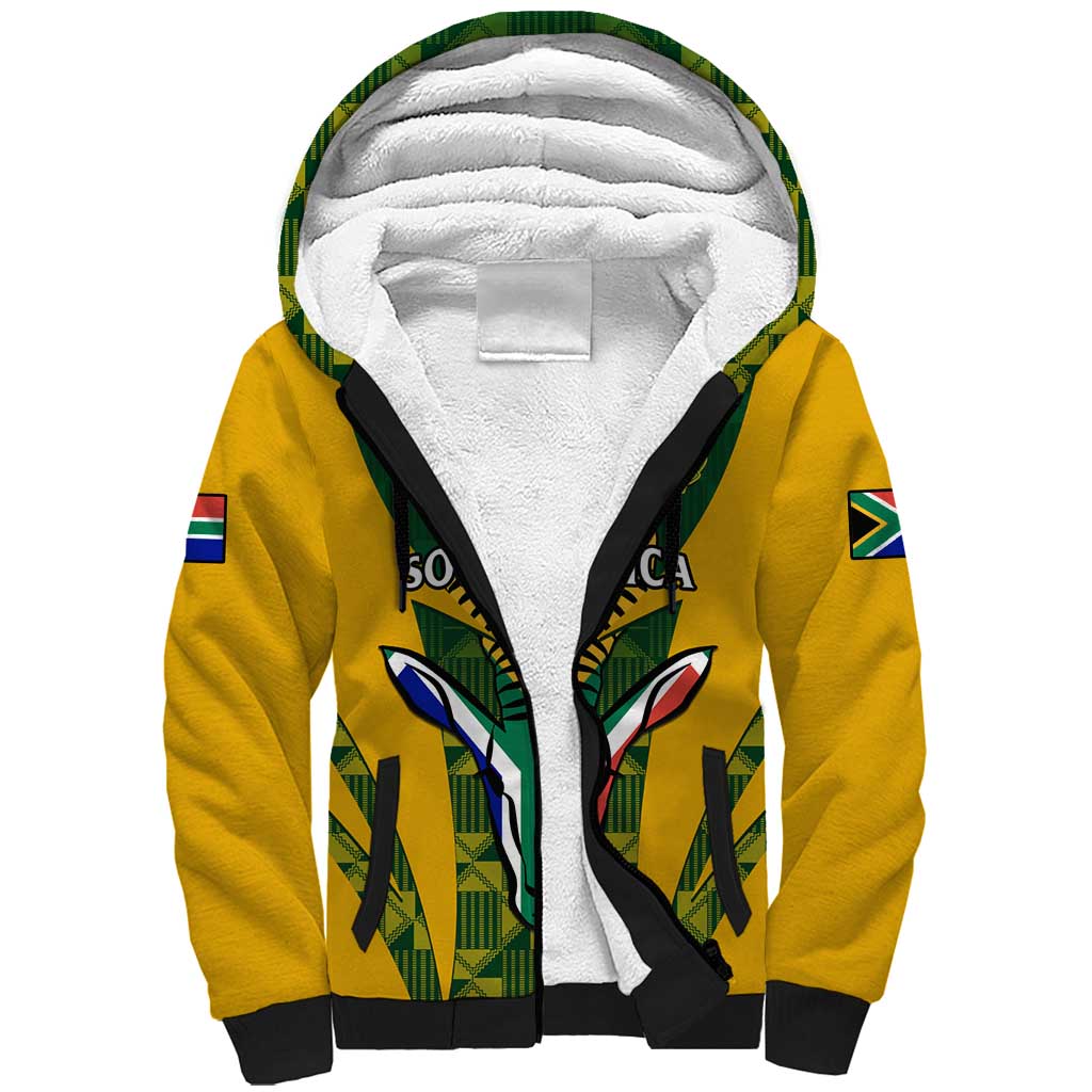 Custom South Africa Rugby Sherpa Hoodie Go Springboks Kente With Bokke