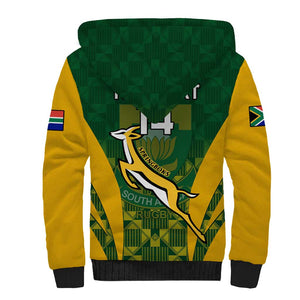 Custom South Africa Rugby Sherpa Hoodie Go Springboks Kente With Bokke