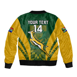 Custom South Africa Rugby Sleeve Zip Bomber Jacket Go Springboks Kente With Bokke