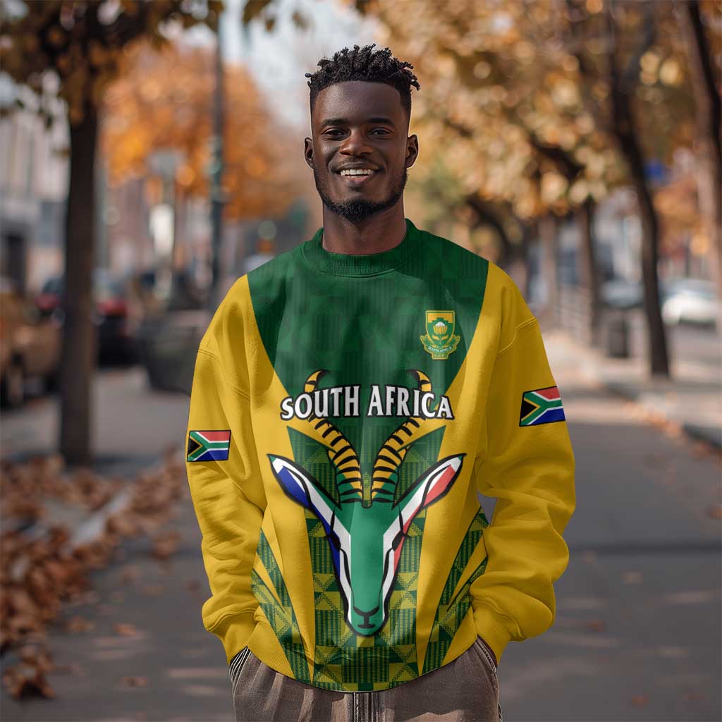 Custom South Africa Rugby Sweatshirt Go Springboks Kente With Bokke