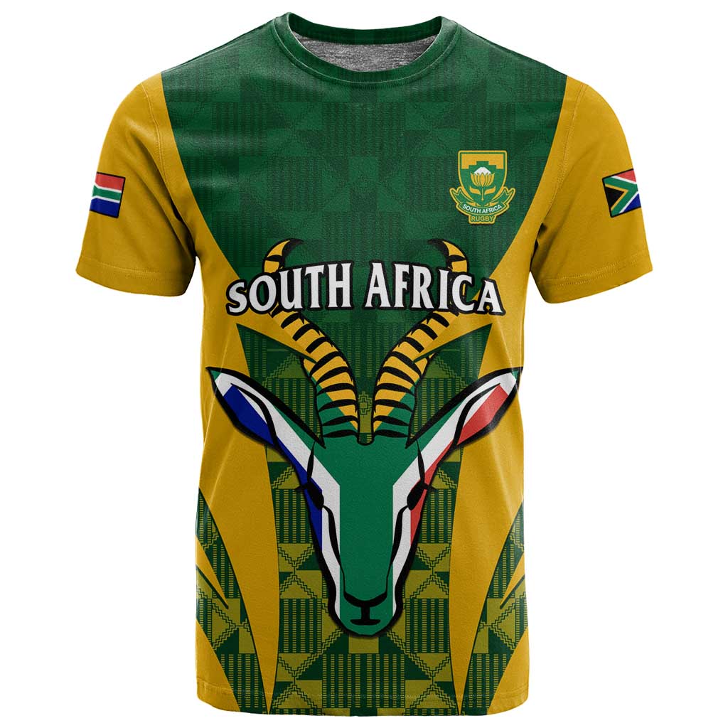 Custom South Africa Rugby T shirt Go Springboks Kente With Bokke